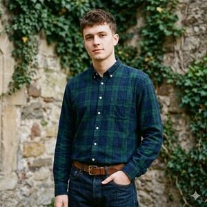 Portuguese Flannel Shirt Mens XXL Green Blue Plaid Button Down Heritage Workwear